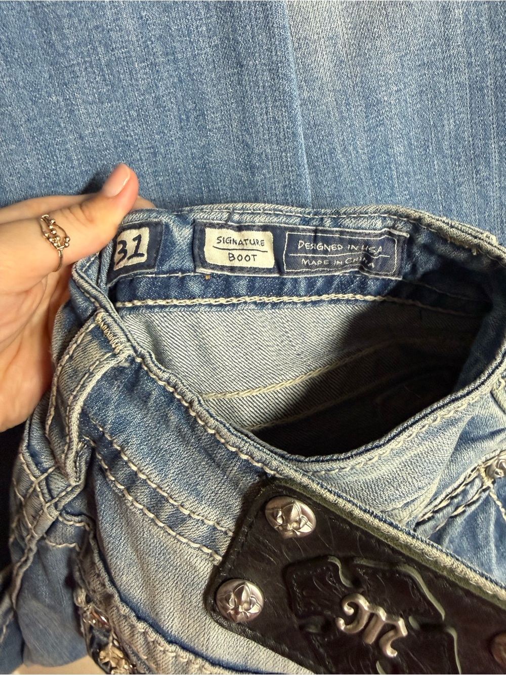 Miss Me Light Blue Faded Signature Bootcut Jeans - Picture 5 of 9